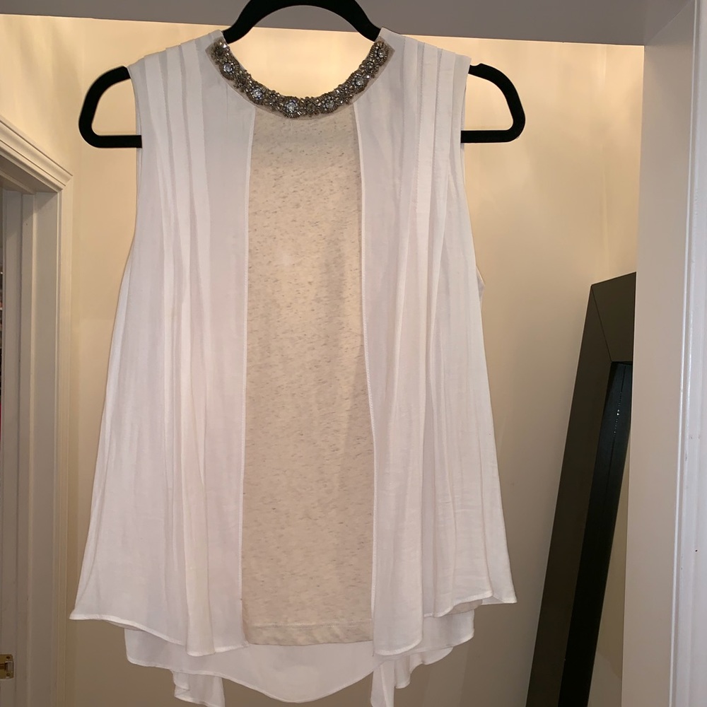 Zara sleeveless embroidered blouse with pleating